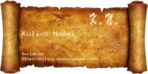 Kulics Noémi névjegykártya